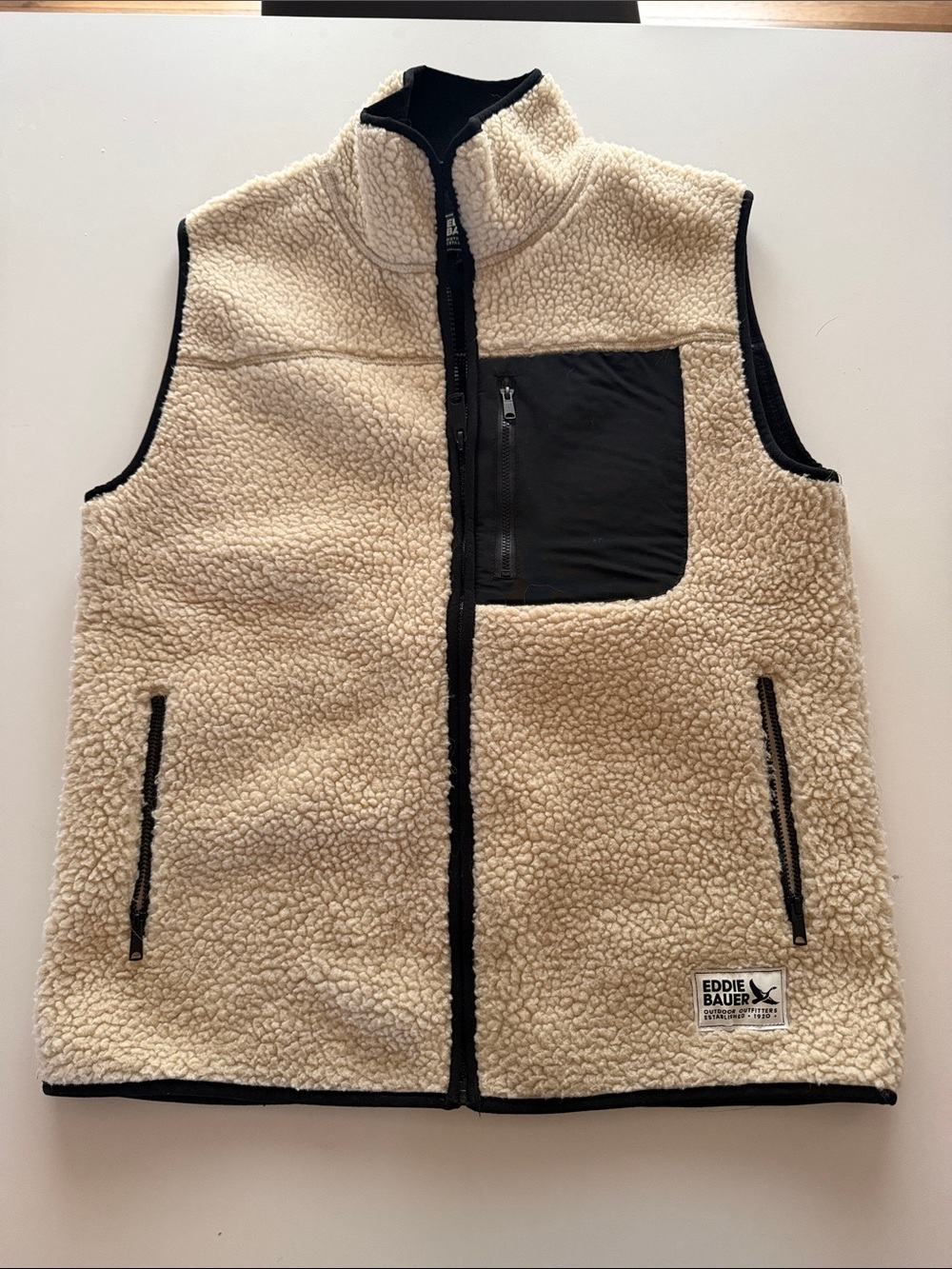 Eddie Bauer Cream Sherpa Fleece Vest